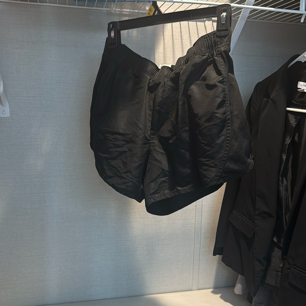 Black athletic running shorts
